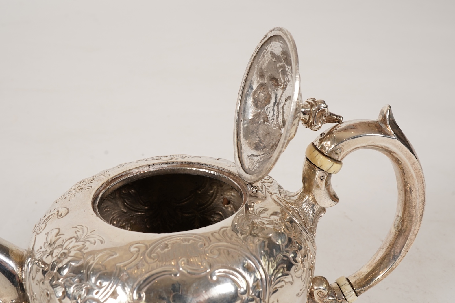 A George II provincial silver bachelor's tea pot, by Micon Melvn?